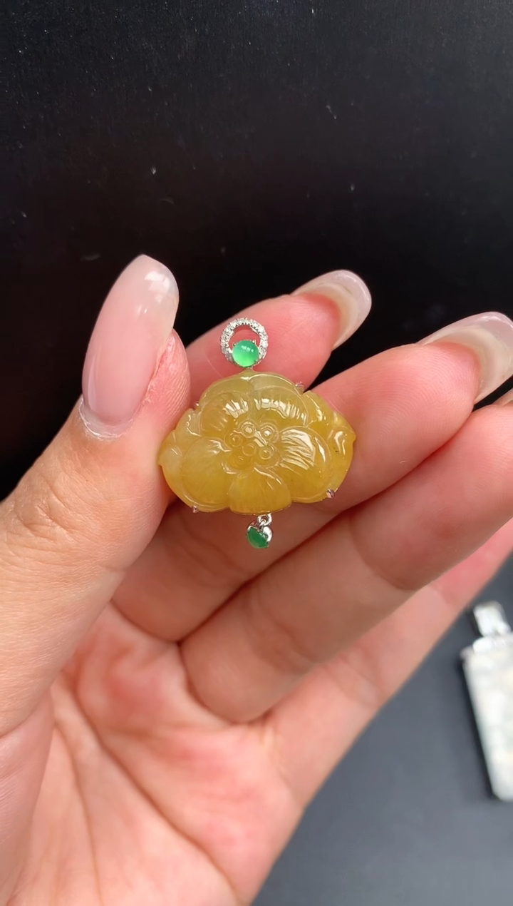 【闪购商品】翡翠颈饰足金镶嵌荷花1598