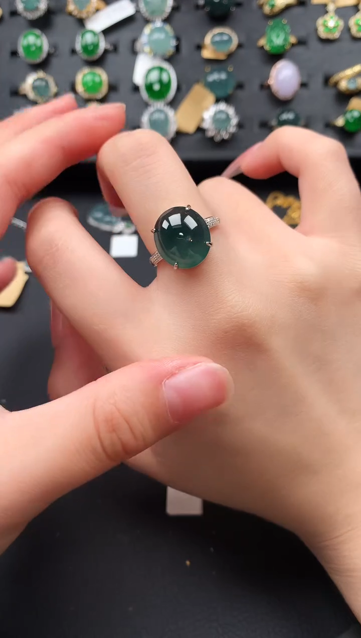 【闪购商品】翡翠戒指银S925镶嵌653141