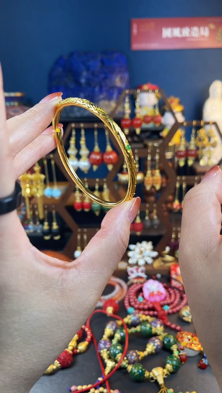 【闪购商品】413号珐琅景泰蓝仿錾刻开口手镯