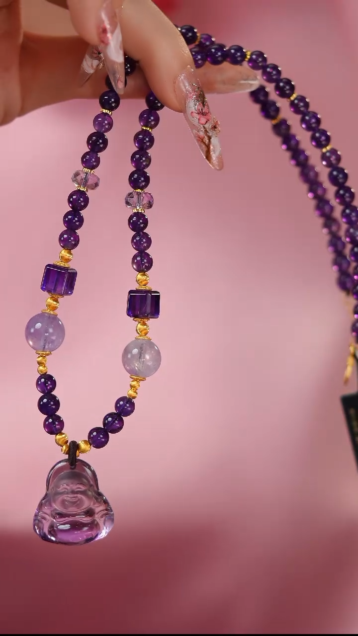 【闪购商品】水晶手串未镶嵌D2699S 紫水晶佛公项链