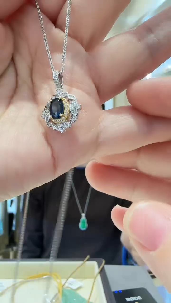 颈饰蓝宝石银S925镶嵌影*【41】