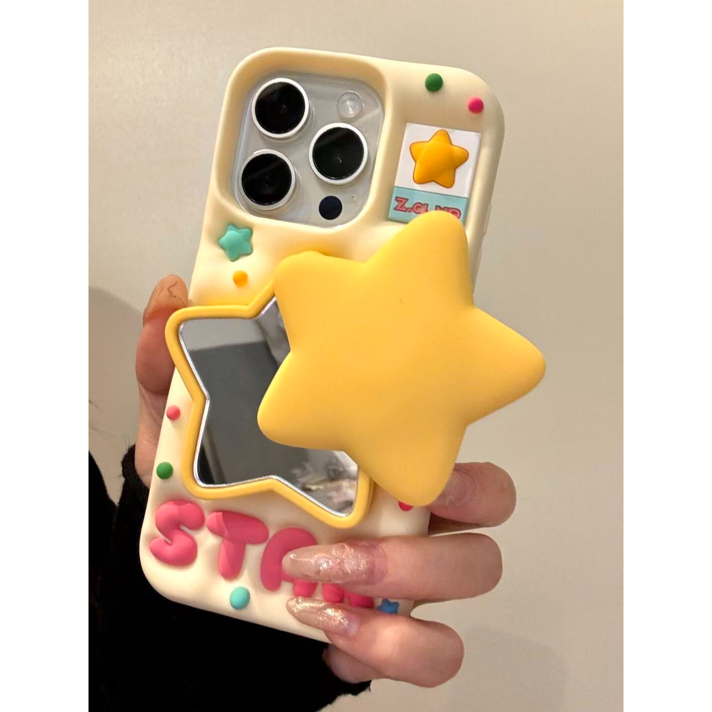 诚星泽立体星星镜子支架适用苹果17PRO手机壳iPhone16/15硅胶14软