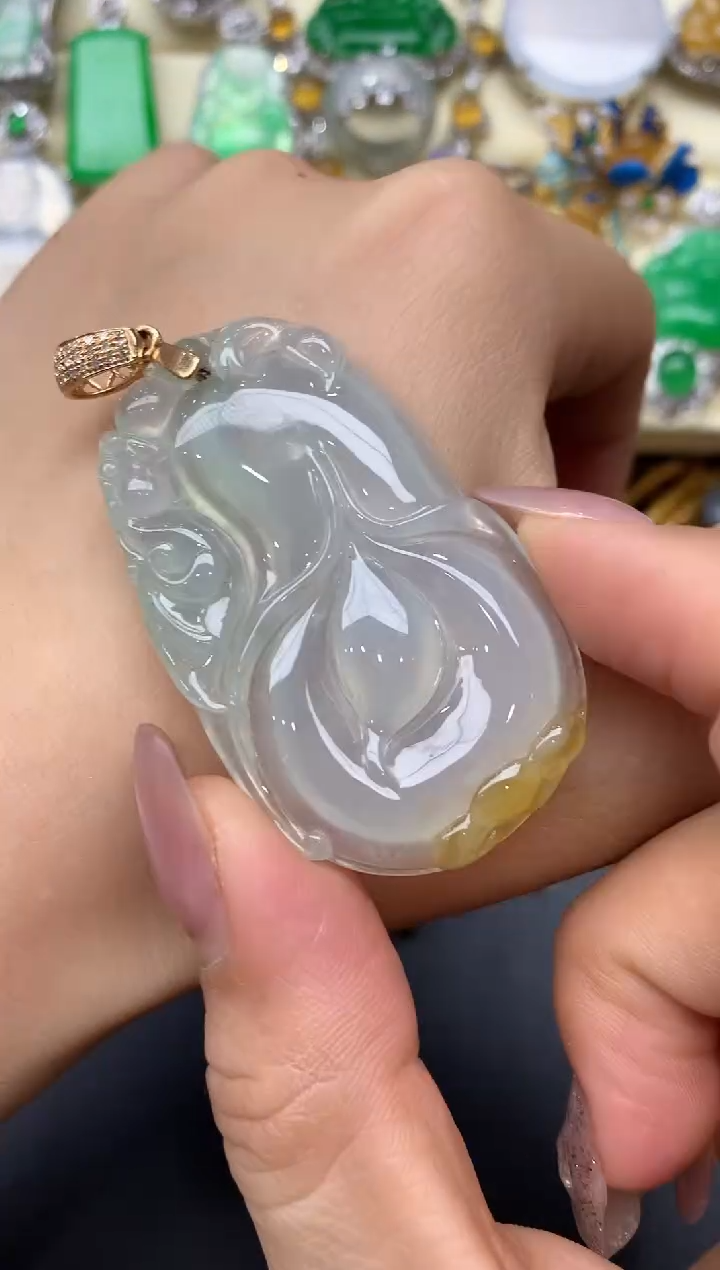 颈饰18K金镶嵌翡翠92-中国好珍宝