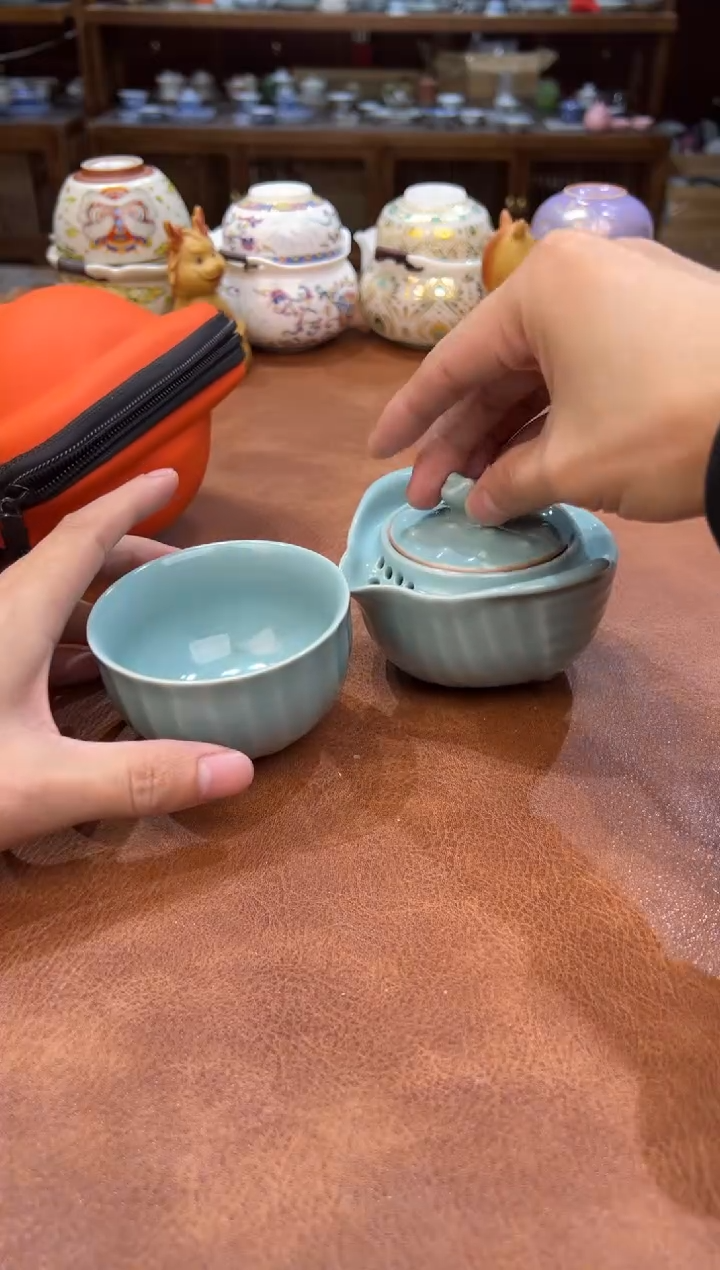 真的很便宜会开片的旅行茶具`