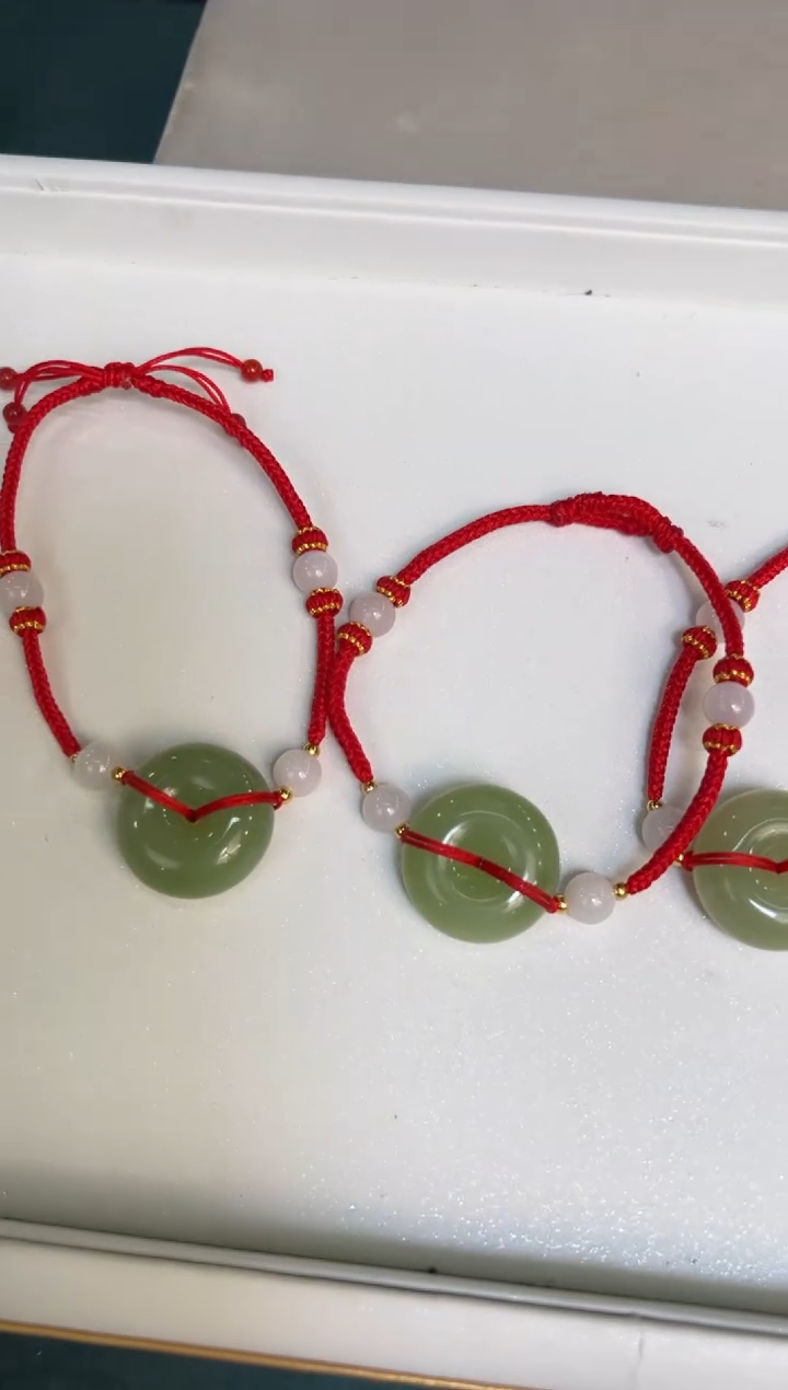 【闪购商品】和田玉手饰未镶嵌平安扣手绳/多样性发一