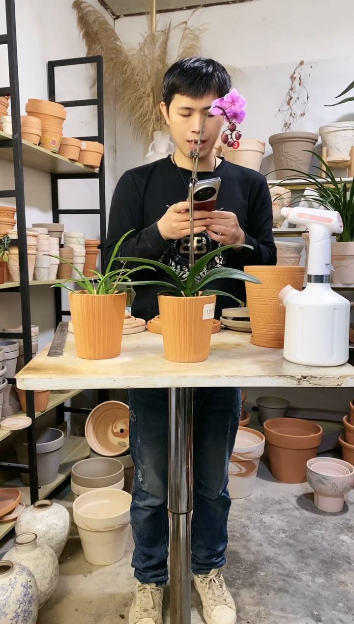 【闪购商品】陶12*13红陶竖纹 2盆无托