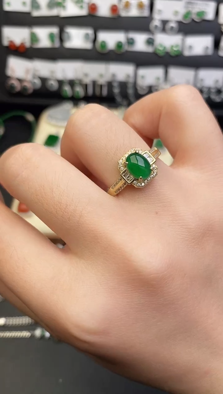 银S925镶嵌戒指翡翠0