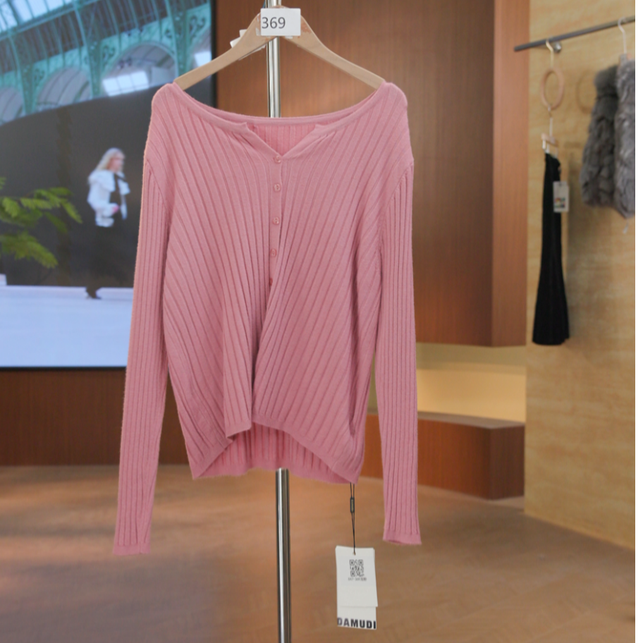 847-369 浅粉 百搭长袖针织常规毛针织衫秋冬