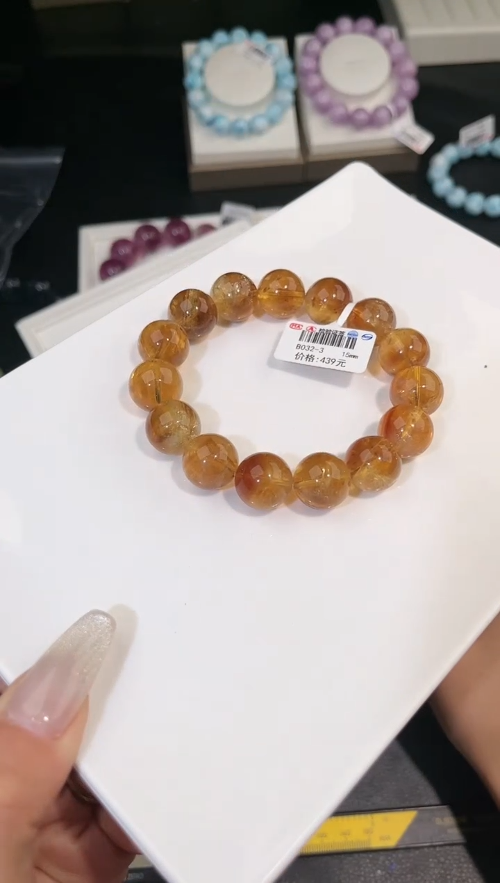 【闪购商品】水晶手链未镶嵌多样性发一黄阿赛15mm