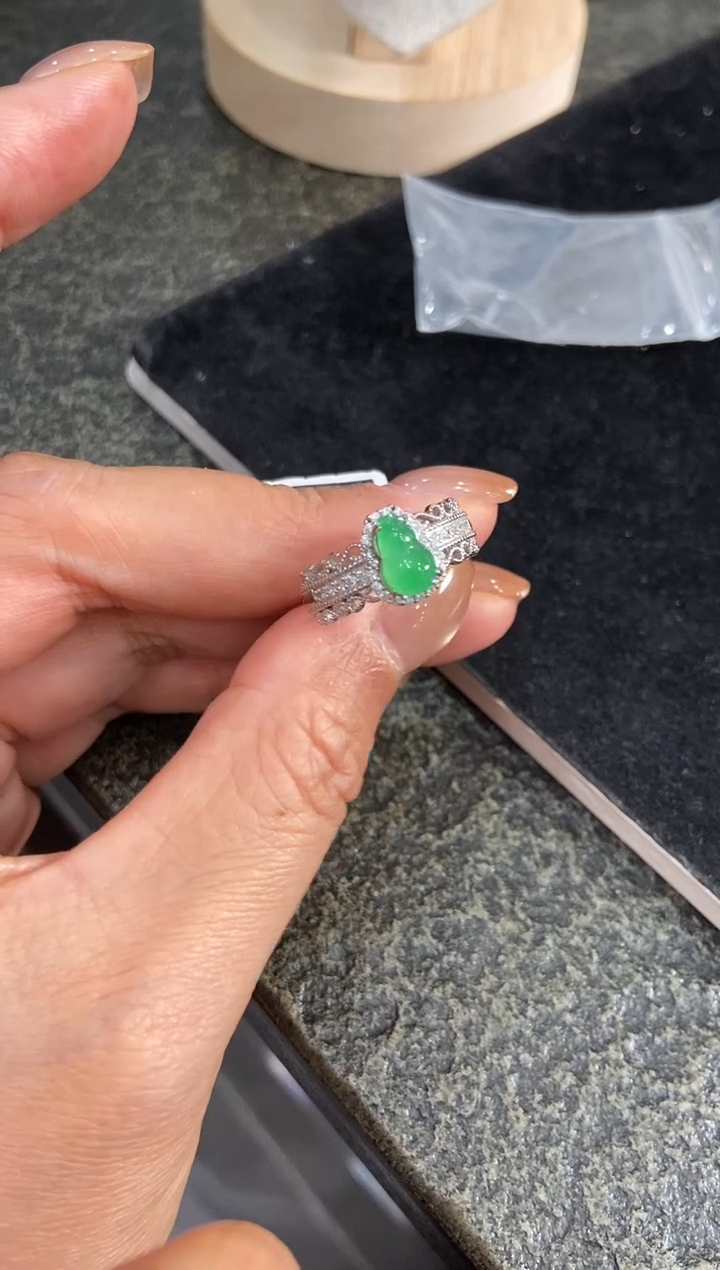 银S925镶嵌挂件翡翠❄****觉戒指