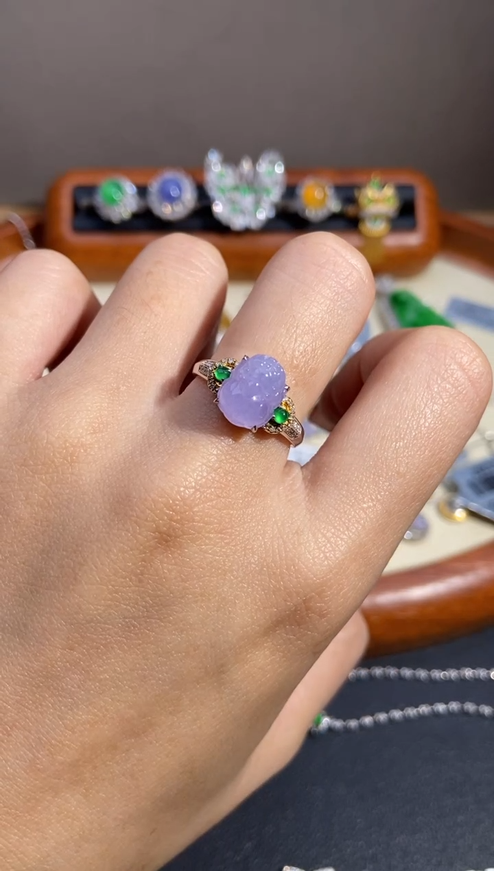 【闪购商品】翡翠戒指18K金镶嵌戒指