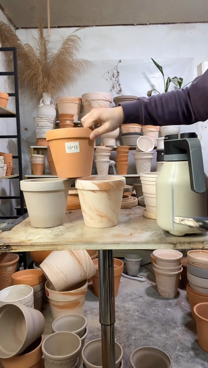 15*14陶盆3色组合 3盆无托