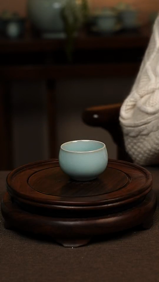 瓷片天青色小禅定杯60ml微瑕不带礼盒