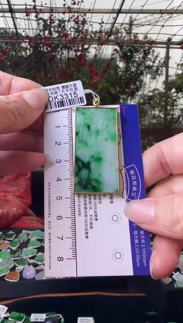 【闪购商品】翡翠颈饰18K金镶嵌DK3315飘花无事牌