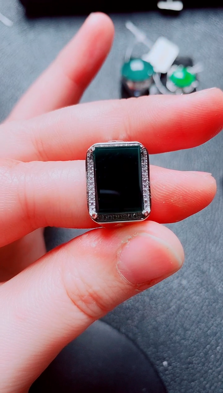 银S925镶嵌戒指翡翠11111