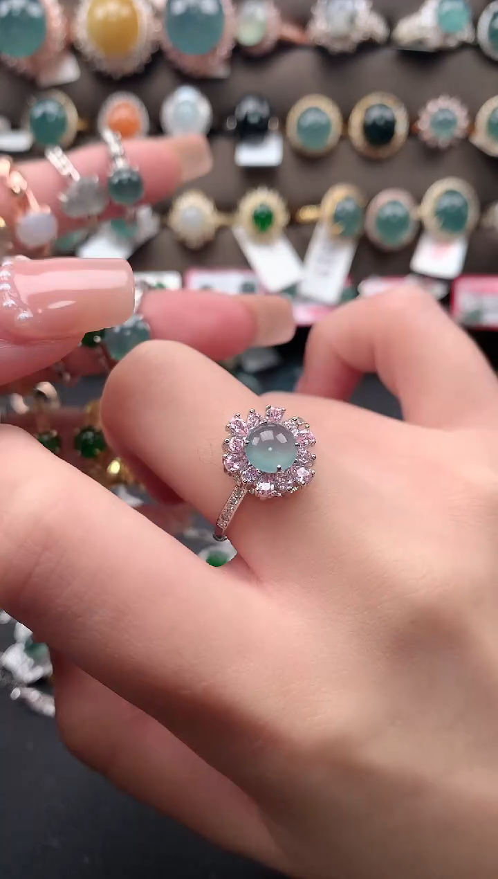 【闪购商品】翡翠戒指银S925镶嵌52141