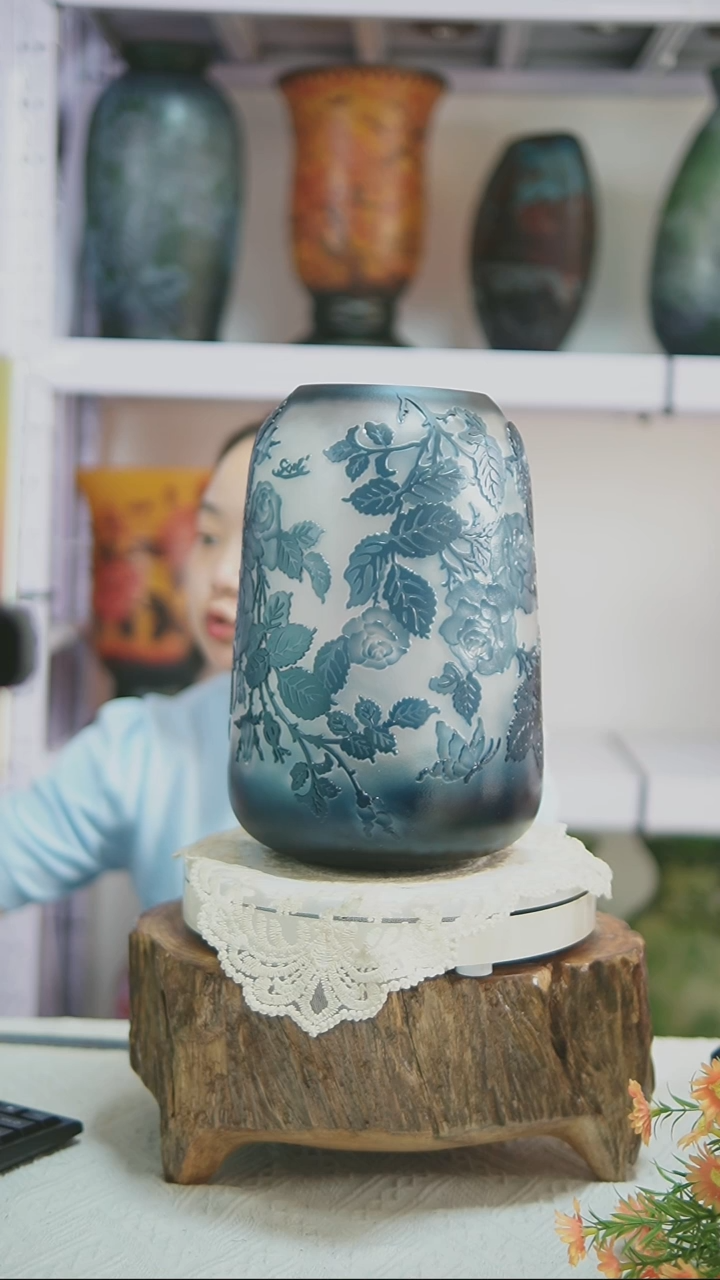 手工艺品琉璃【玫瑰庄园】福气琉璃格雷花瓶