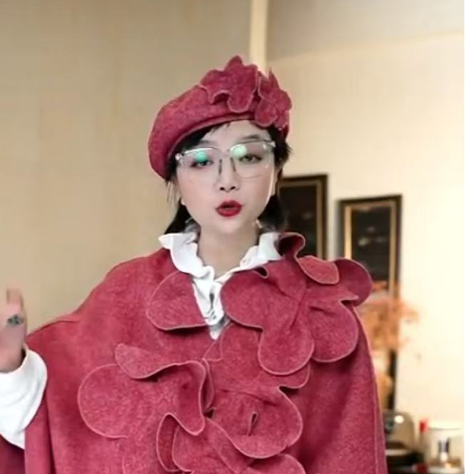 篱君秋冬时尚设计款花朵贝雷帽