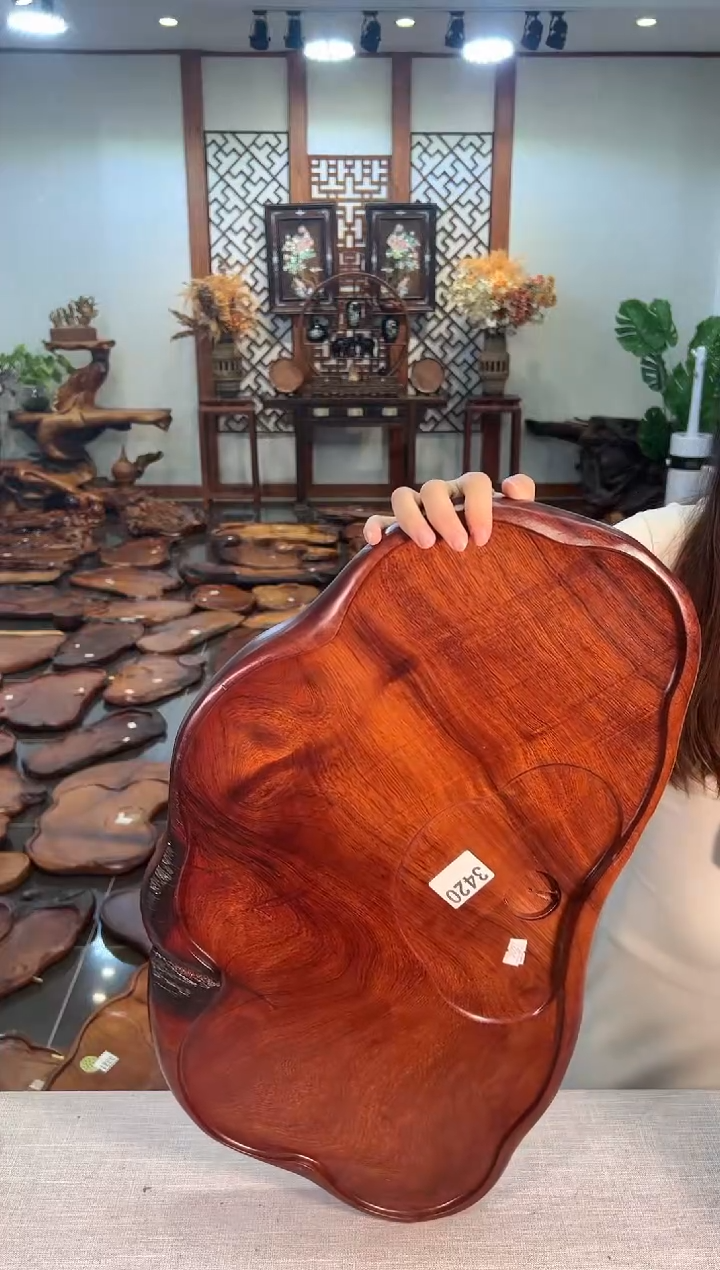 【闪购商品】大果紫檀（缅甸花梨）茶盘3420