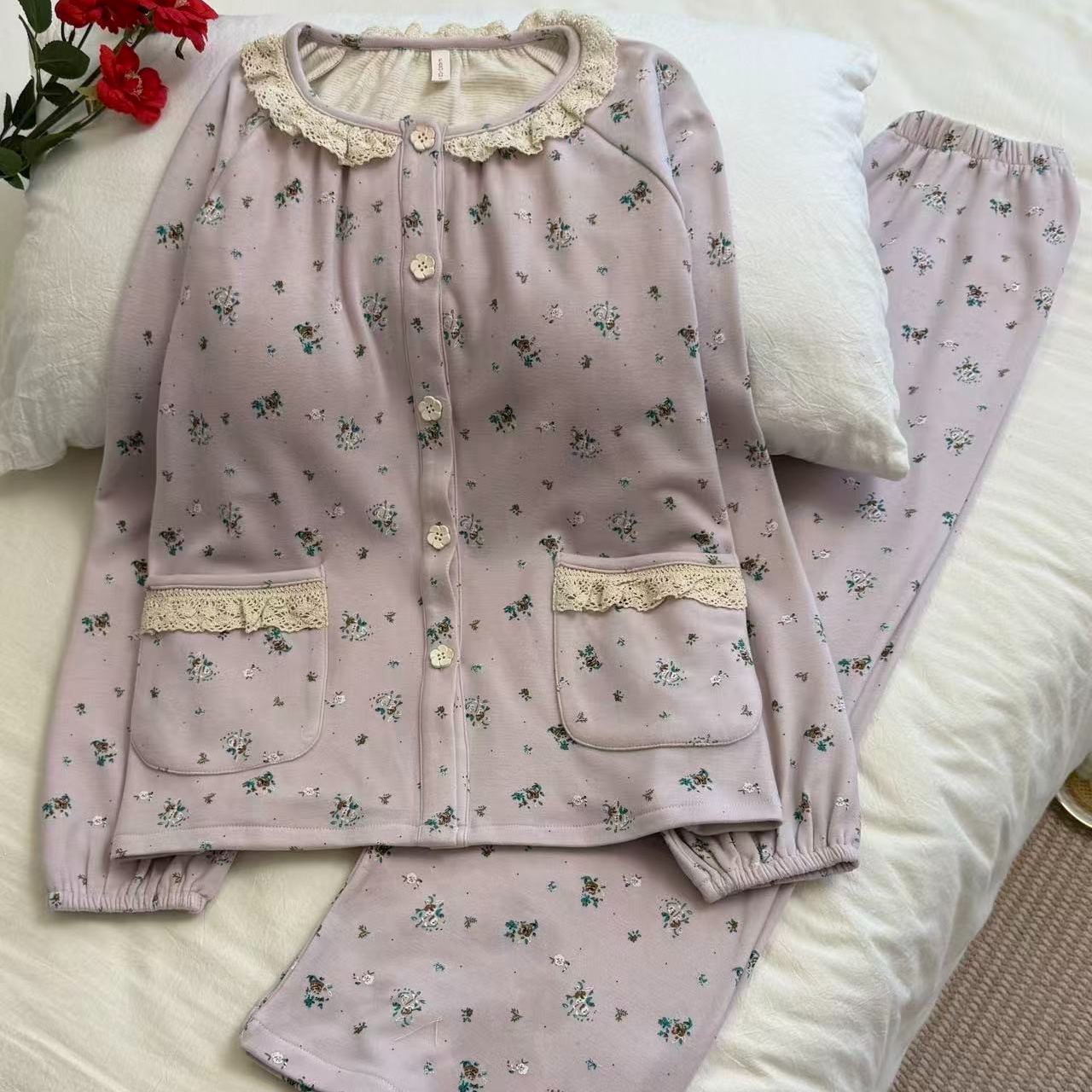 2025年新款套装休闲女装保暖睡衣爆款加绒气质减龄冬季家居服套装