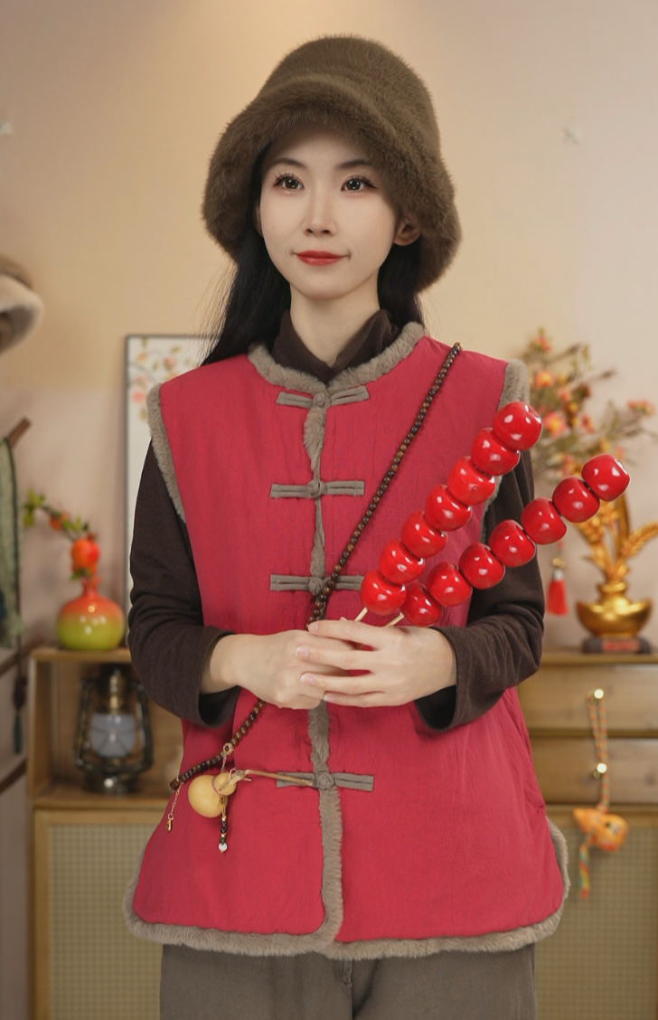 85217单排扣毛毛马甲 XH36