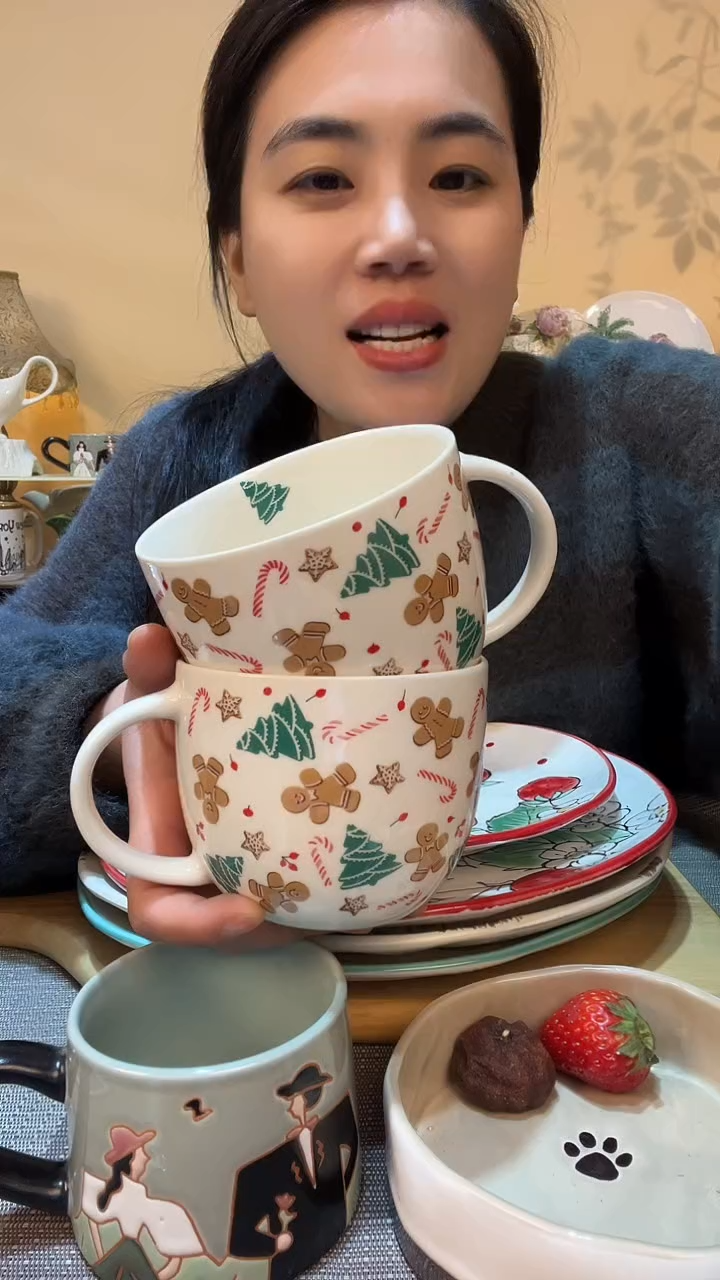 【闪购商品】瓷片2个早餐杯 微瑕介意勿拍