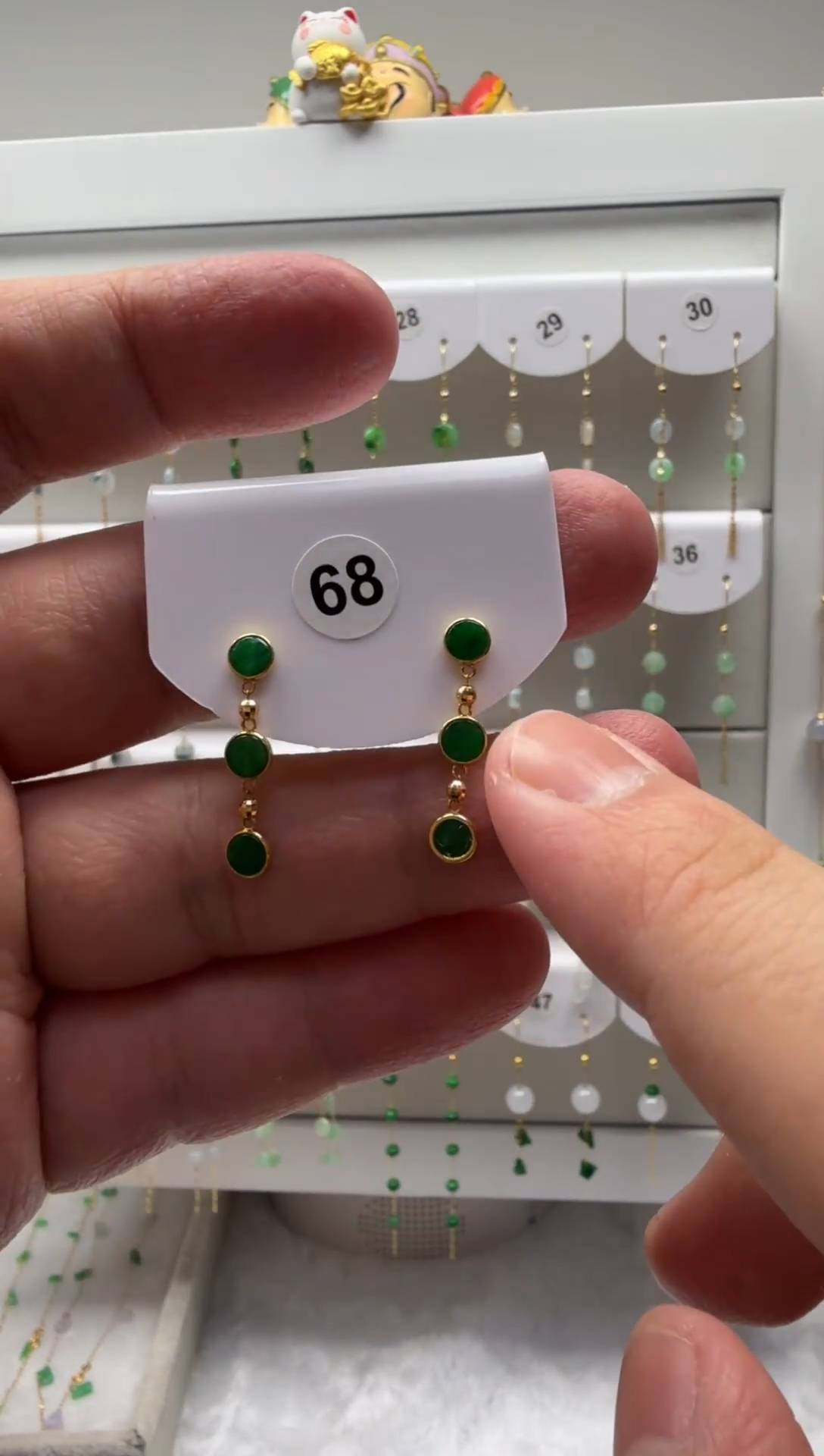 18K金镶嵌翡翠耳饰缅甸天然翡翠a货