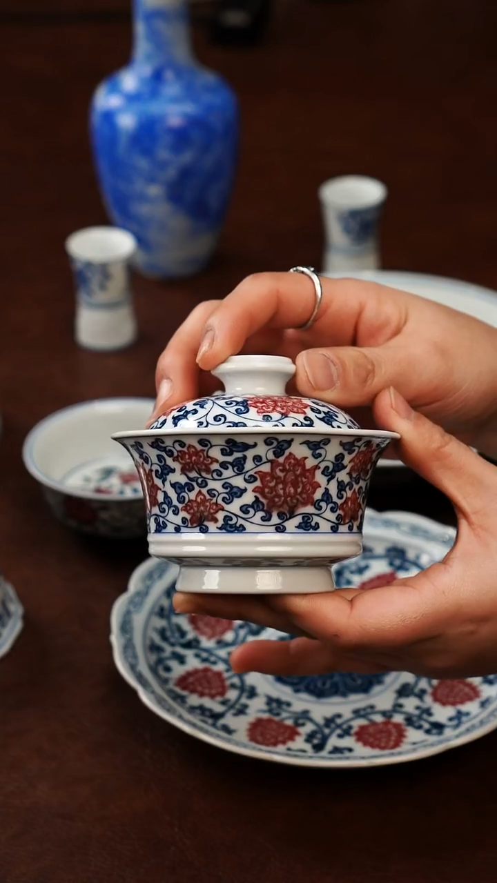 摆件陶 五里雾精选 手工手绘釉里红