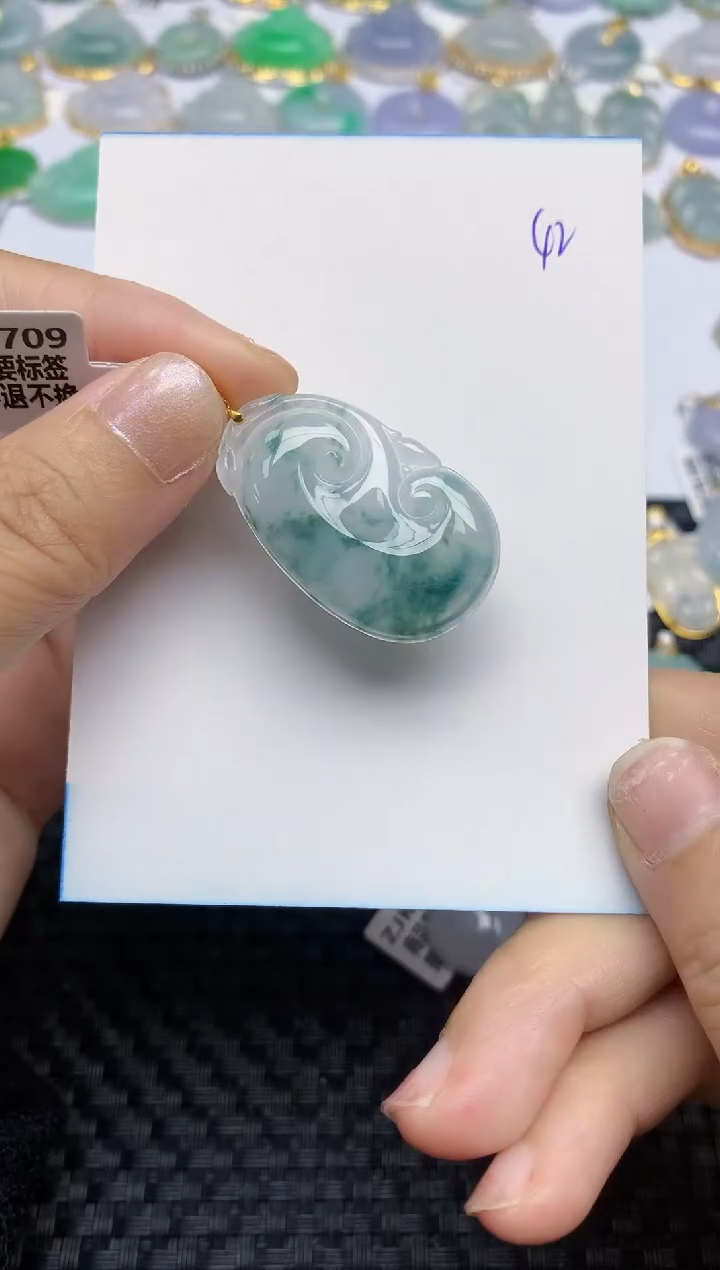 翡翠18K金镶嵌颈饰天然A货翡翠 42