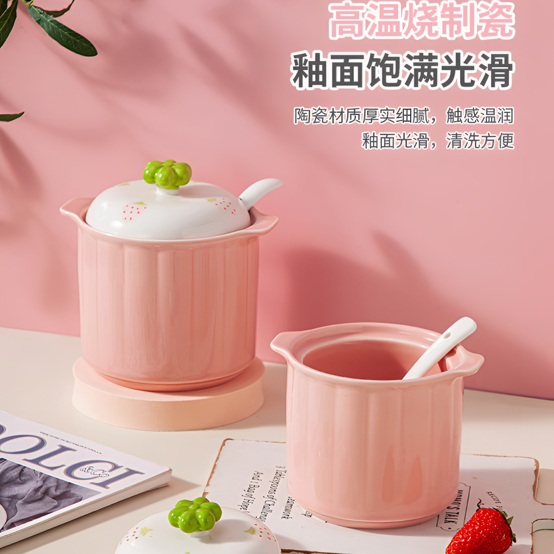 【猪油罐】双耳猪油罐耐高温厨房陶瓷罐调料罐炖盅