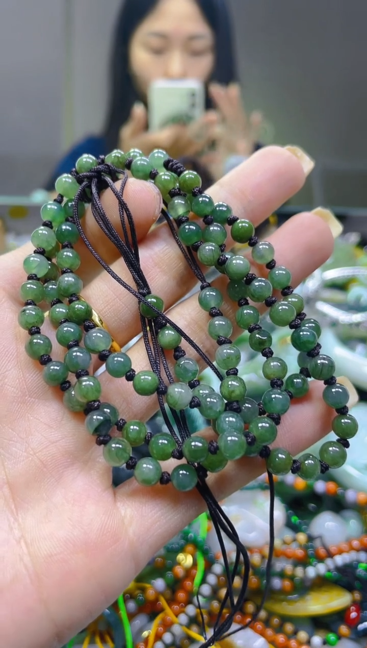 翡翠未镶嵌颈饰5MM/N/翡翠A货一图一物