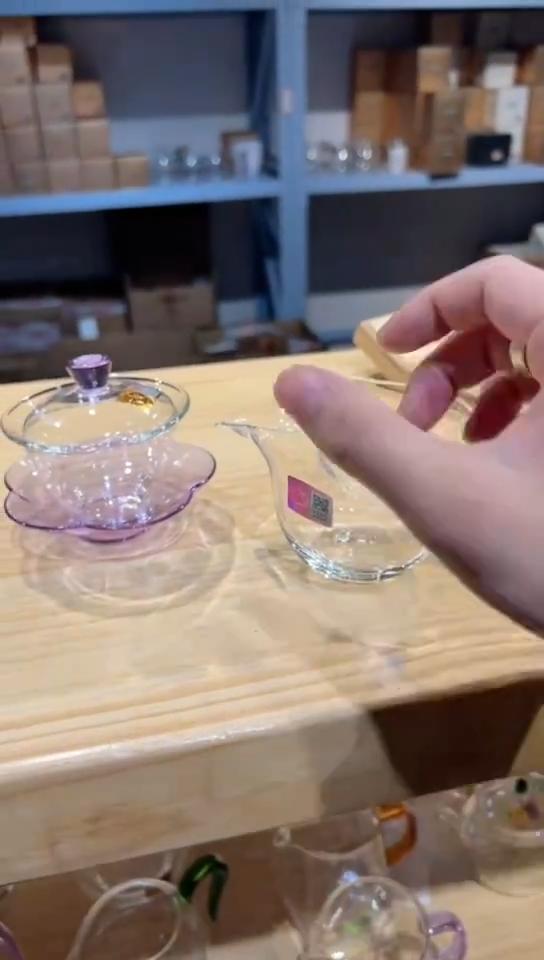 禾器-咏荷盖碗-浅紫色+福珑透明