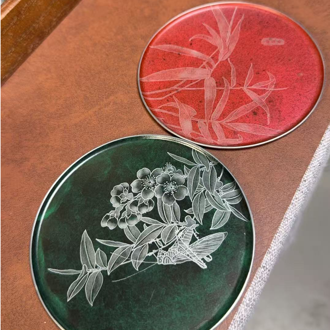 时节 漆艺铜杯垫（2个）