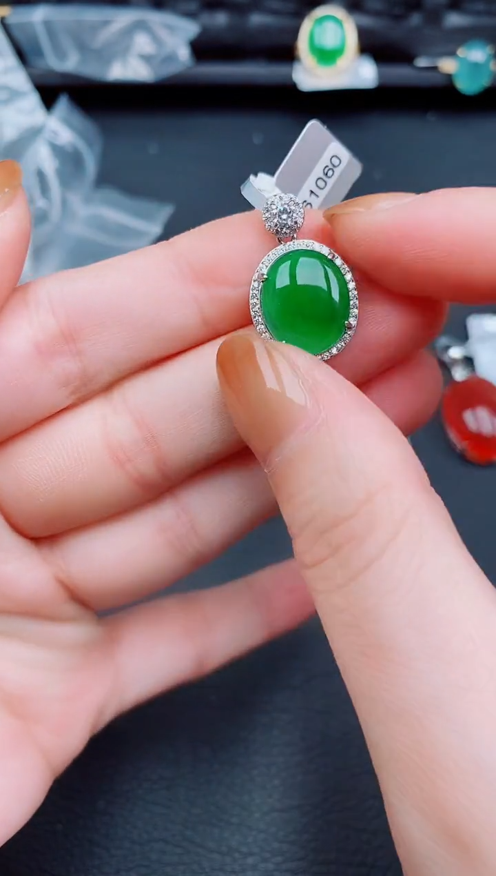 【闪购商品】翡翠颈饰银S925镶嵌天然a货翡翠529