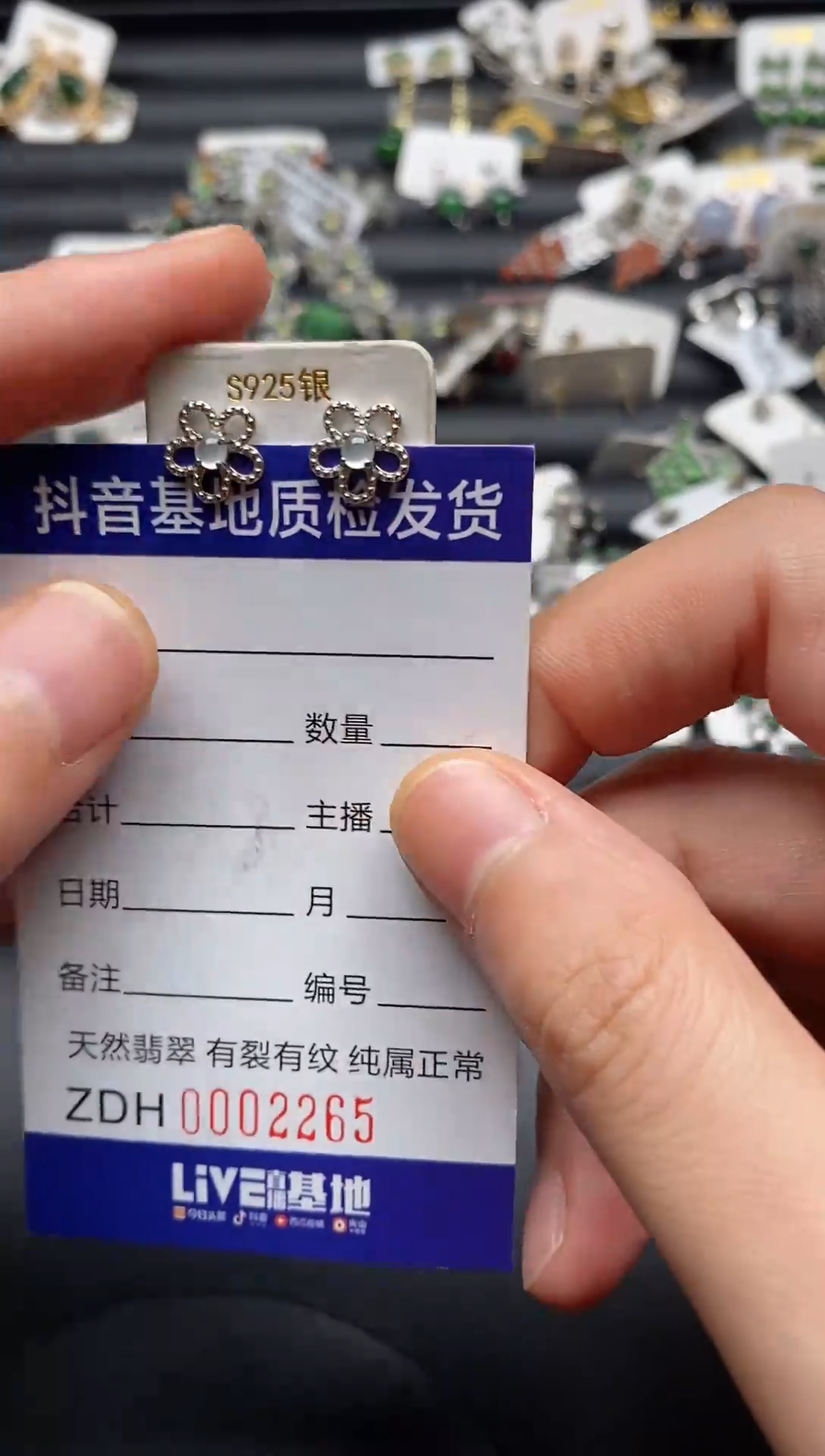 银S925镶嵌翡翠耳饰118