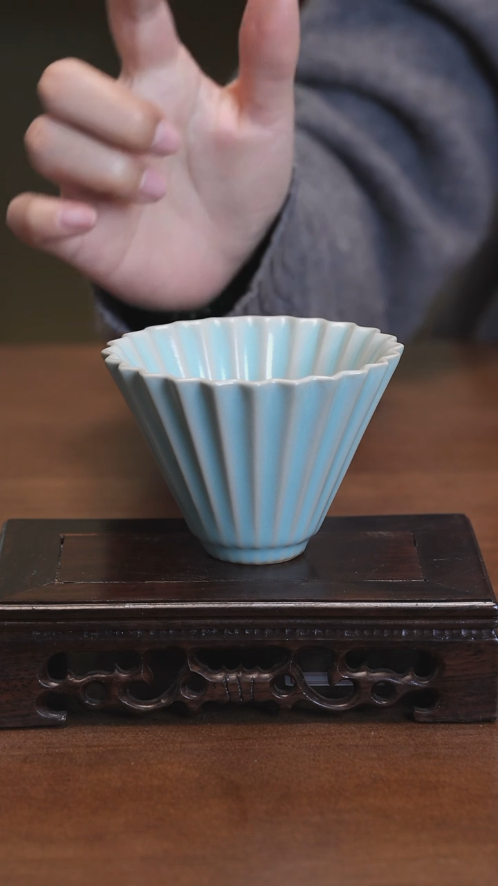 【闪购商品】Y宝丰宋官窑原产地汝瓷斗笠杯（微瑕）