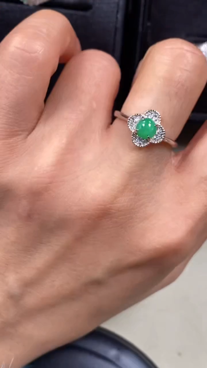 【闪购商品】翡翠戒指银S925镶嵌6953