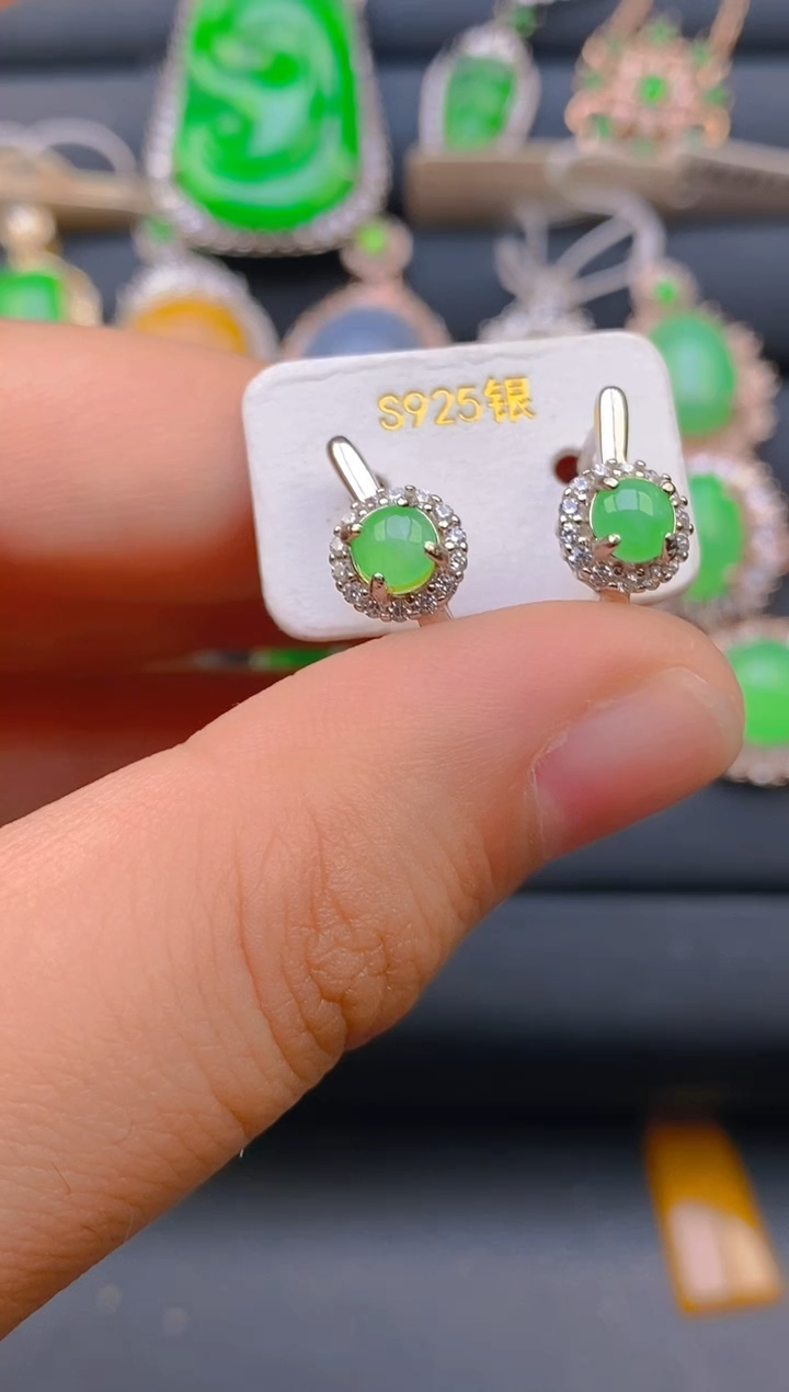 【闪购商品】翡翠戒指银S925镶嵌天然A货翡翠1