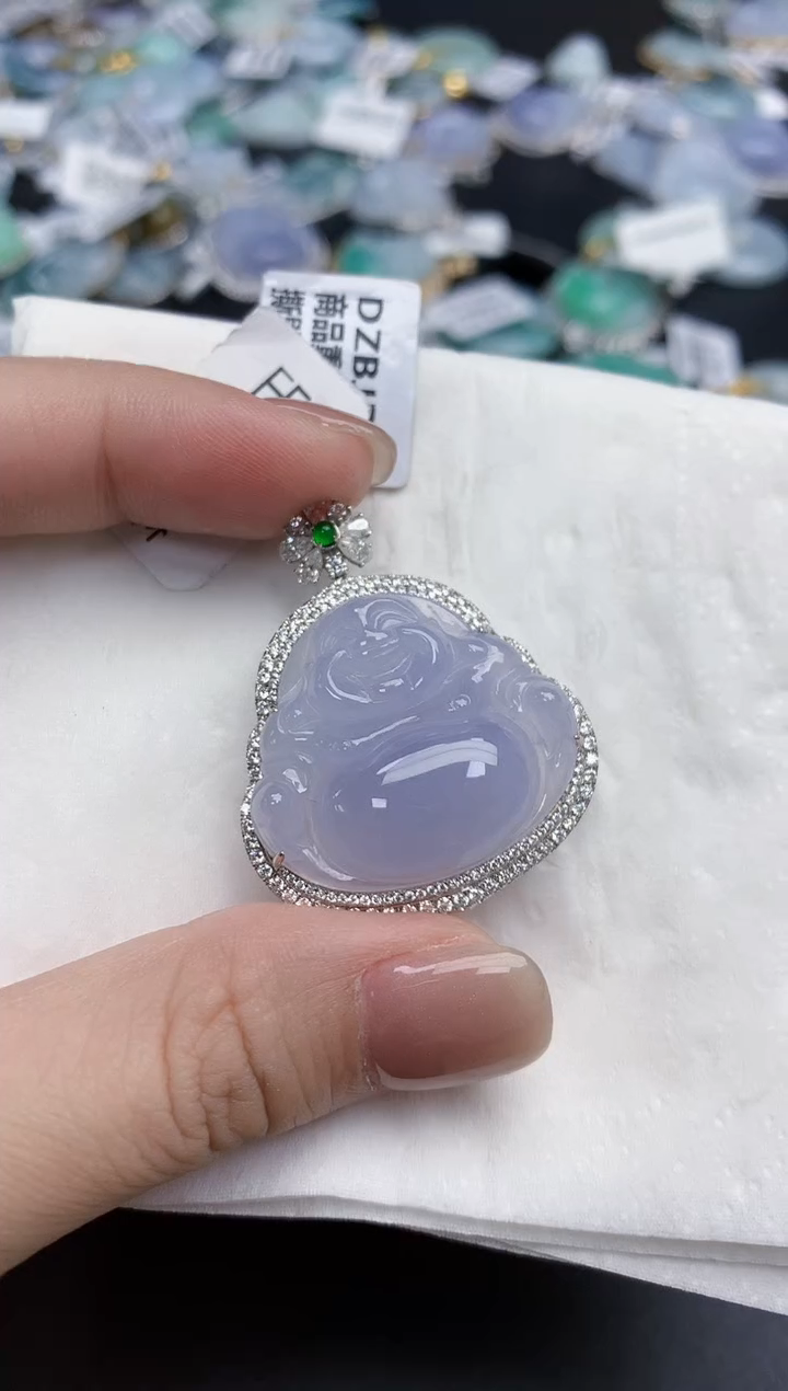 【闪购商品】翡翠颈饰18K金镶嵌天然缅甸翡翠A货