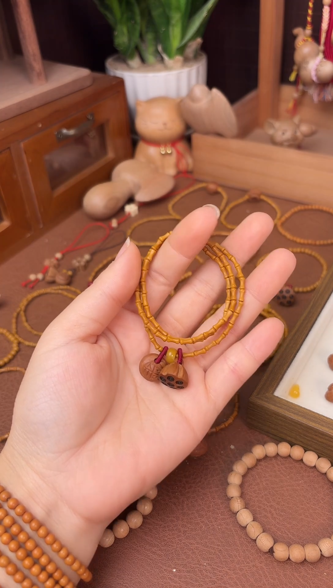 手串桃核三圈好运莲莲竹节跑环