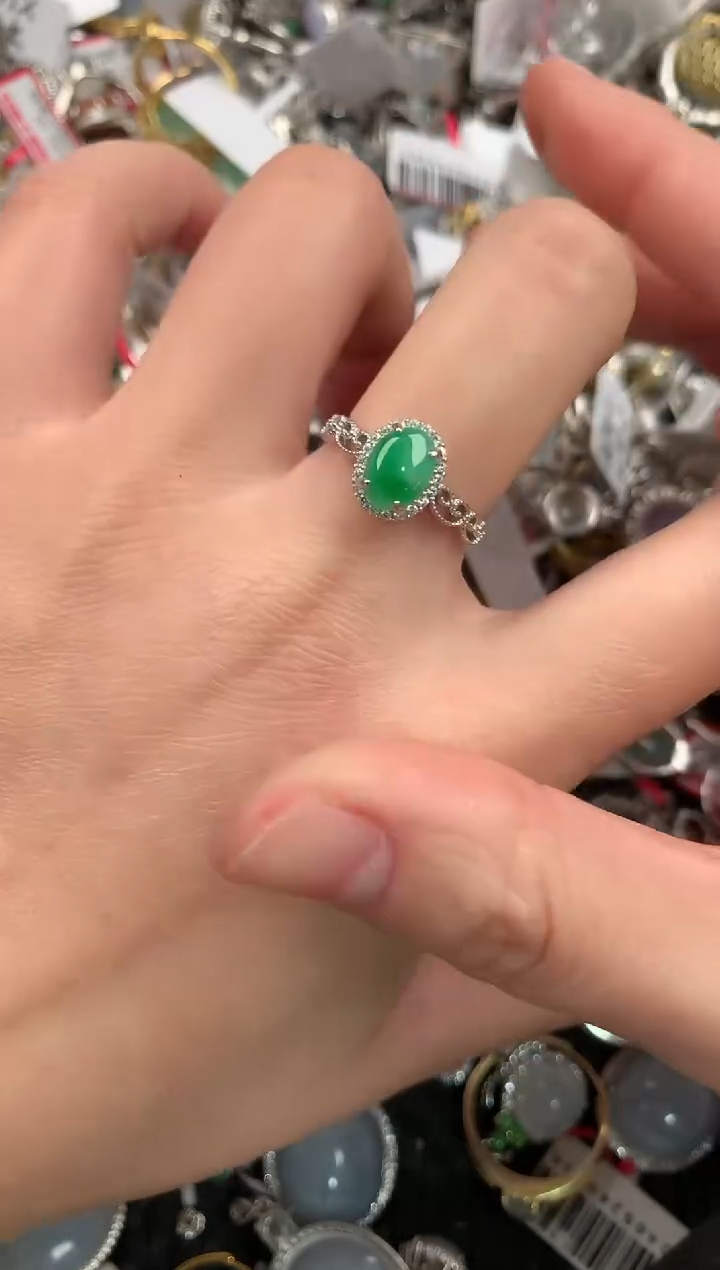 银S925镶嵌戒指翡翠555               1