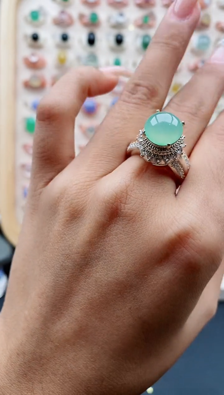 【闪购商品】翡翠戒指未镶嵌缅甸天然A货翡翠222  10+7