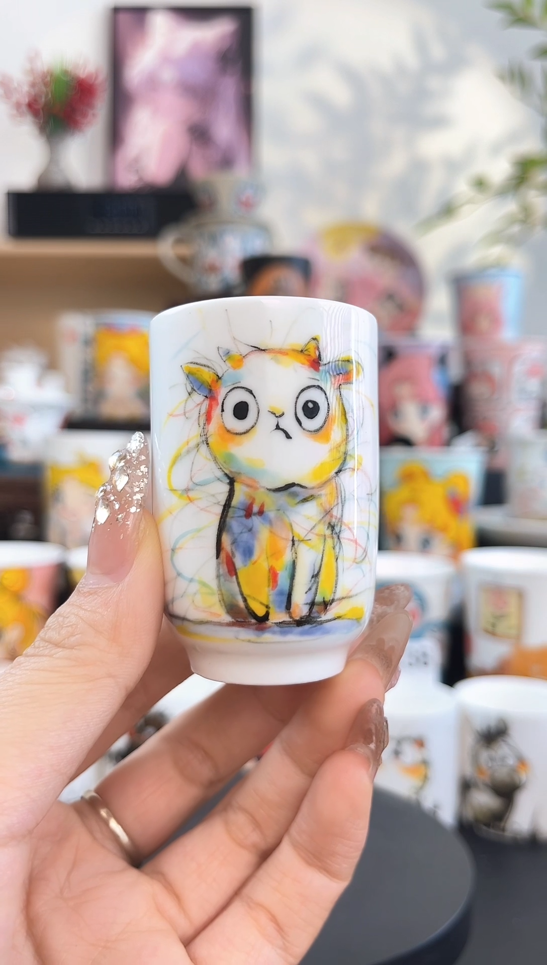 【闪购商品】摆件手工手绘陶瓷小杯杯