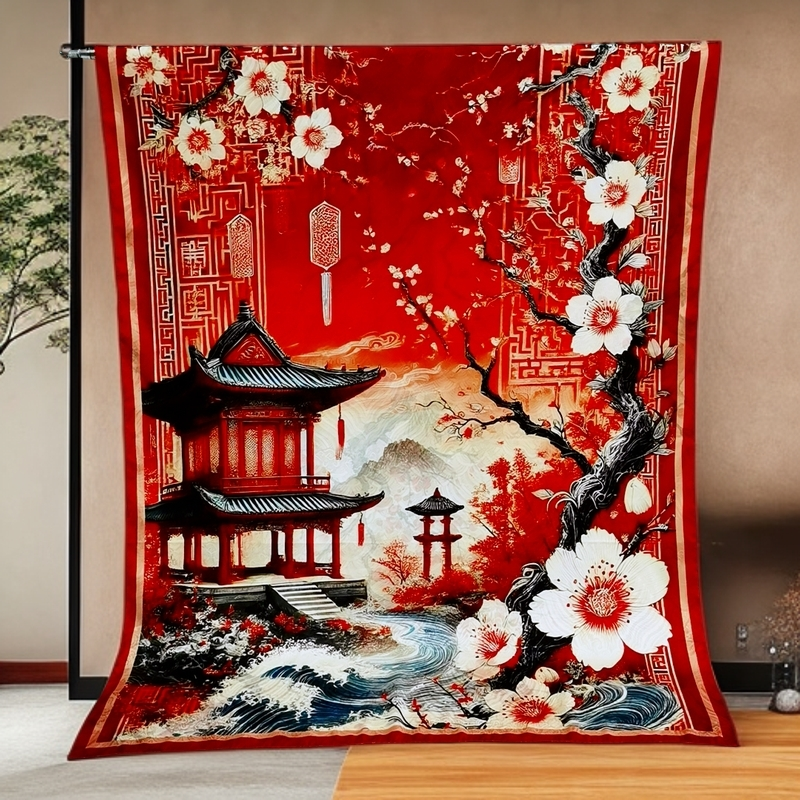 上海故事B08捡漏双色180*70cm 雪映梅红长巾轻奢香云提花重磅礼物