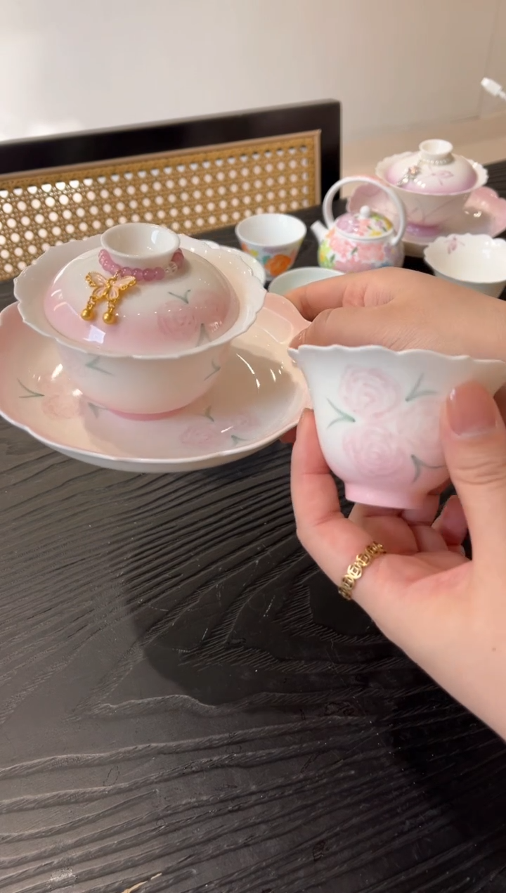 【闪购商品】盖碗+茶杯+壶承+提溜