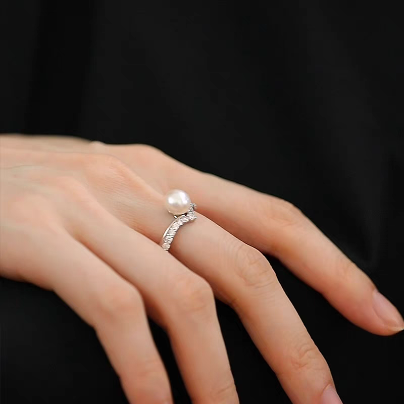 皇冠戒指5-6mm淡水珍珠戒指