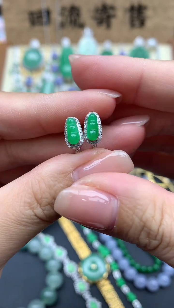 【闪购商品】翡翠耳饰18K金镶嵌180-中国好珍宝