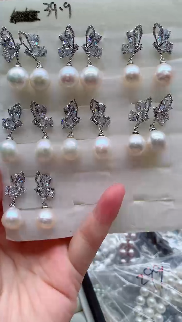 合金耳饰淡水珍珠多样性发其一，非无暇