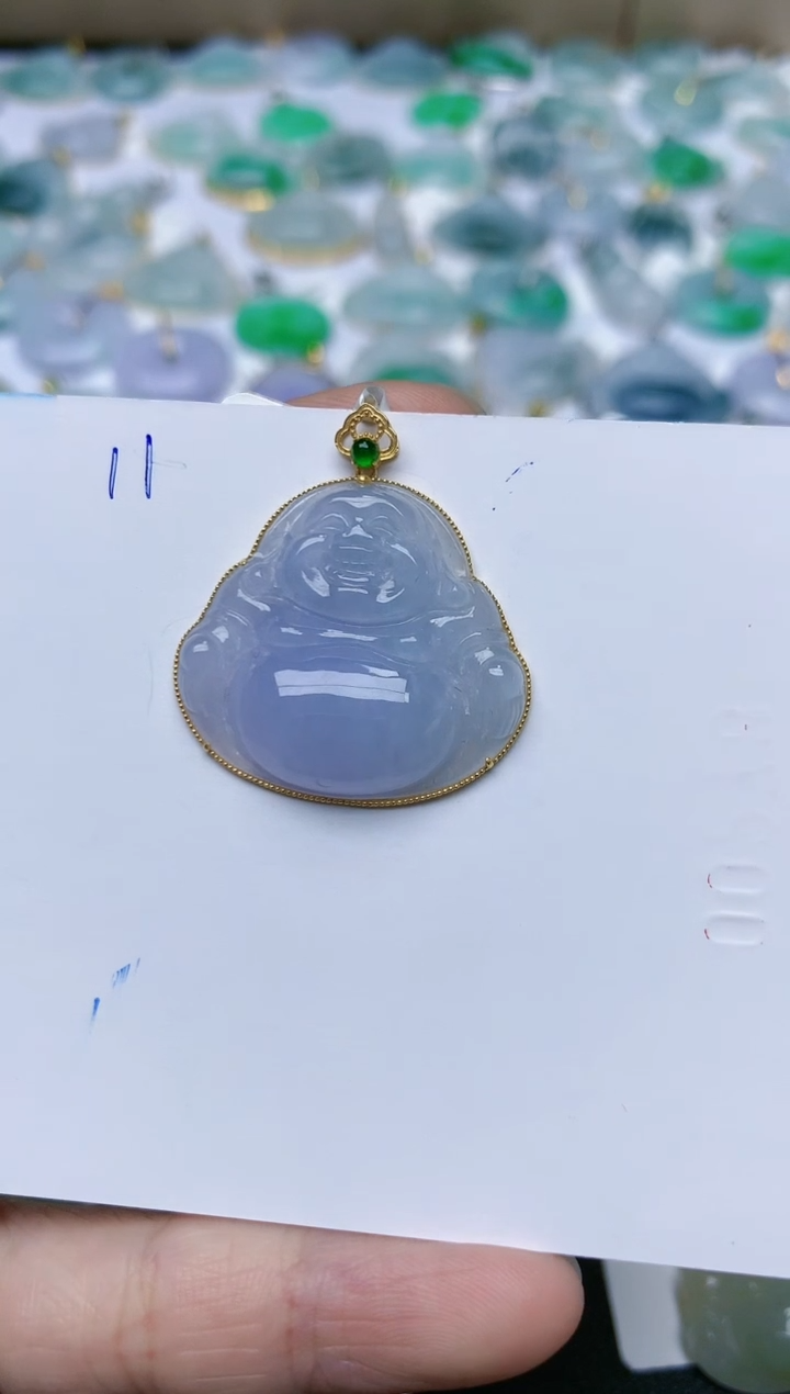 【闪购商品】翡翠颈饰18K金镶嵌天然翡翠A货    