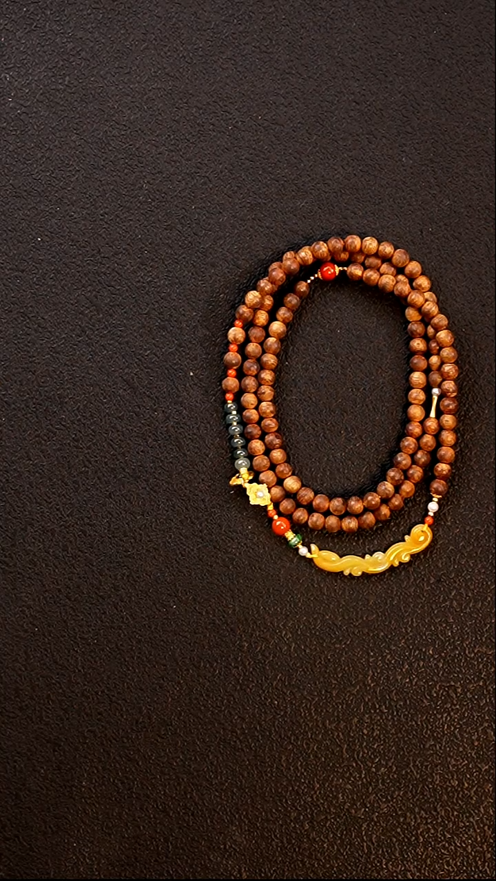 沉香手串莺歌绿棋楠6mm圆珠多圈设计款